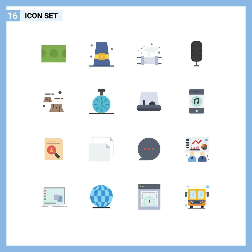 16 Universal Flat Colors Set for Web and Mobile Applications deforestation factory gas sport commentator Editable Pack of Creative Vector Design Elements