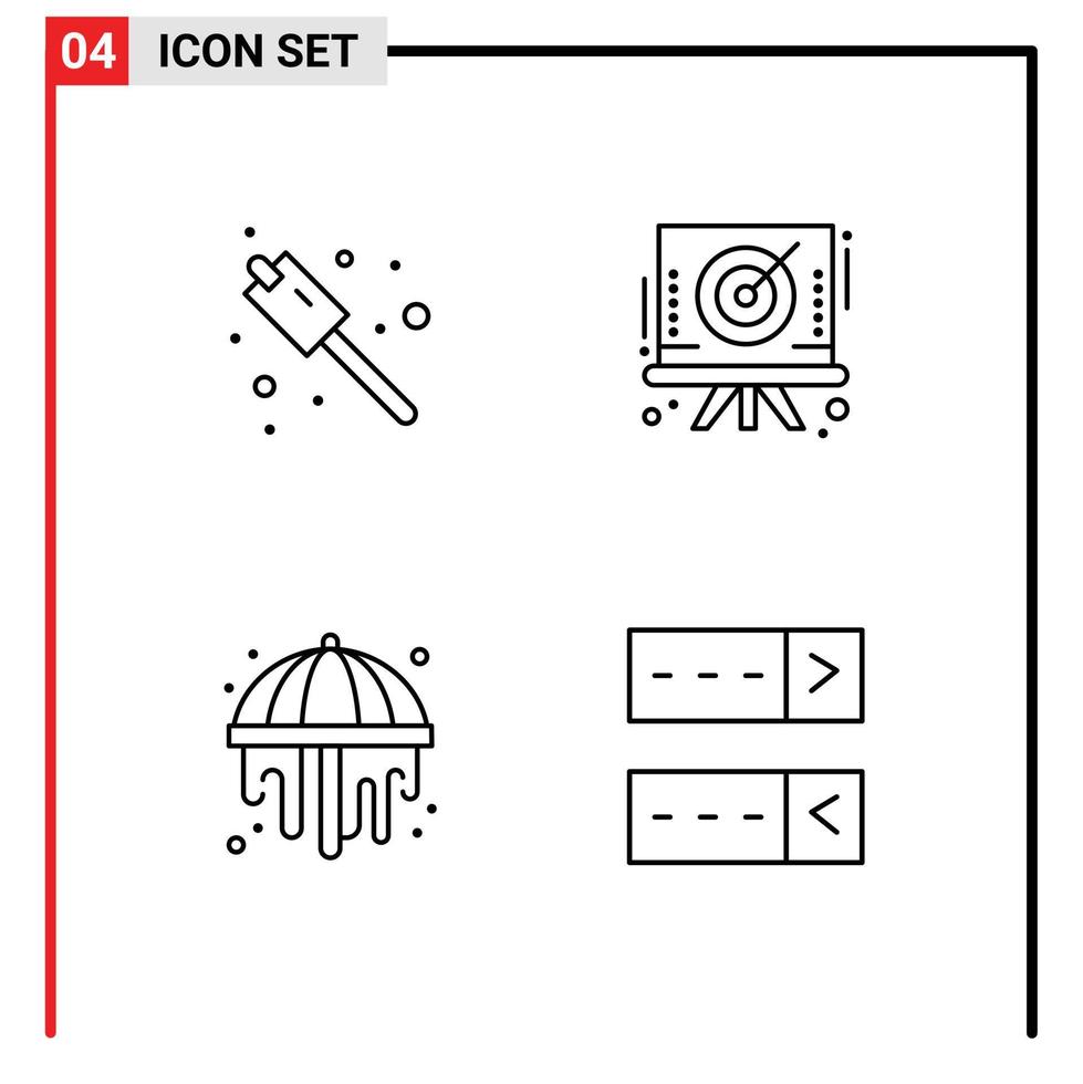 4 User Interface Line Pack of modern Signs and Symbols of camping garden arrow target password Editable Vector Design Elements
