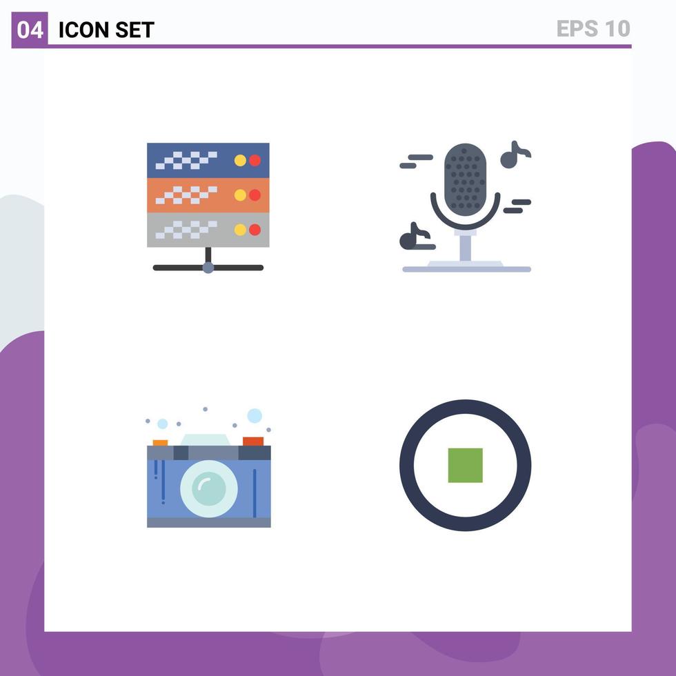 User Interface Pack of 4 Basic Flat Icons of hosting design web music thinking Editable Vector Design Elements