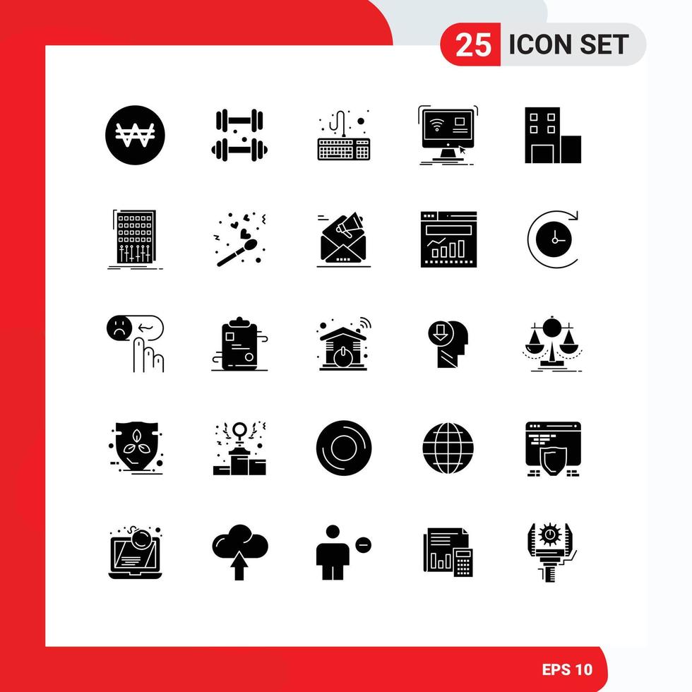 Stock Vector Icon Pack of 25 Line Signs and Symbols for university education hardware smart monitor Editable Vector Design Elements