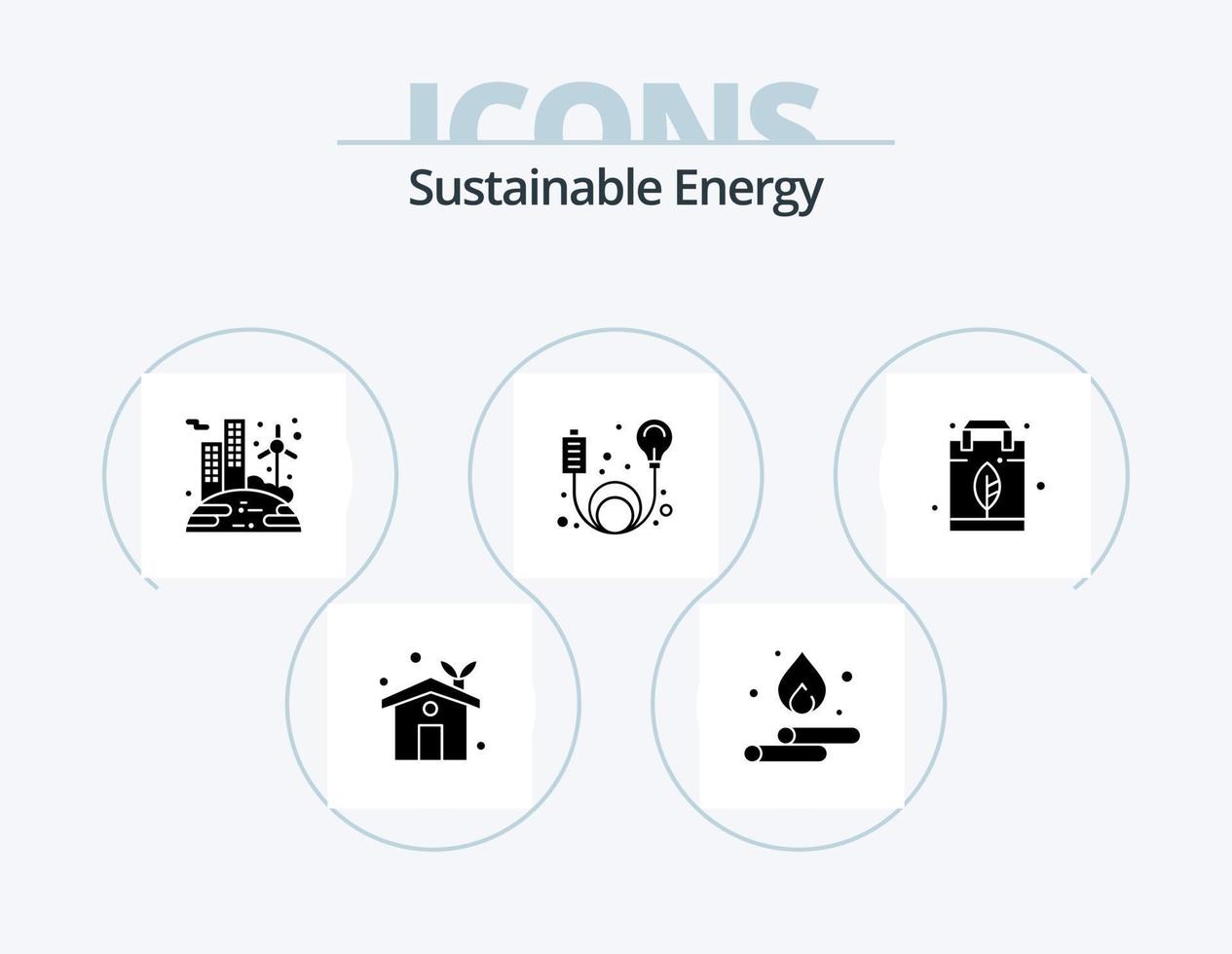 Sustainable Energy Glyph Icon Pack 5 Icon Design. leaf. energy. energy. element. adapter vector