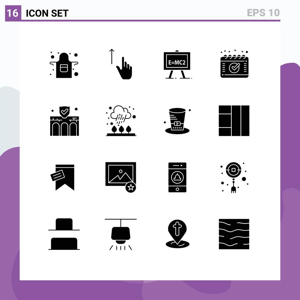 Set of 16 Modern UI Icons Symbols Signs for construction building chemistry schedule appointment Editable Vector Design Elements