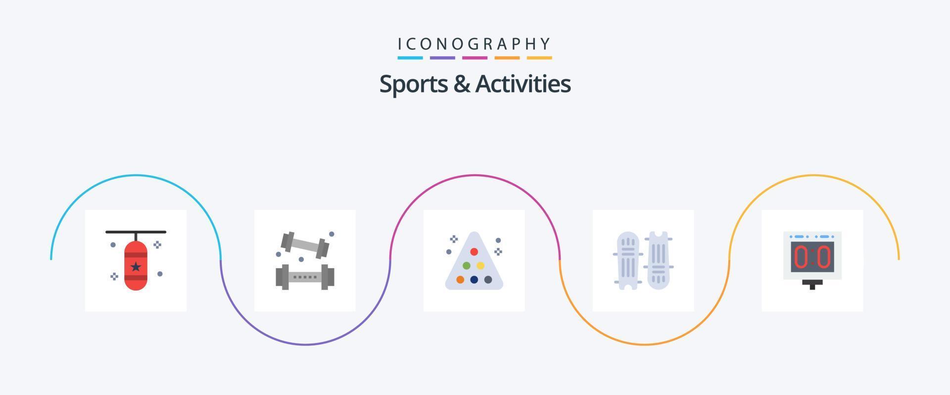 Paquete de 5 íconos planos de deportes y actividades que incluye bate de cricket. Grillo. levantamiento. deporte. estante vector