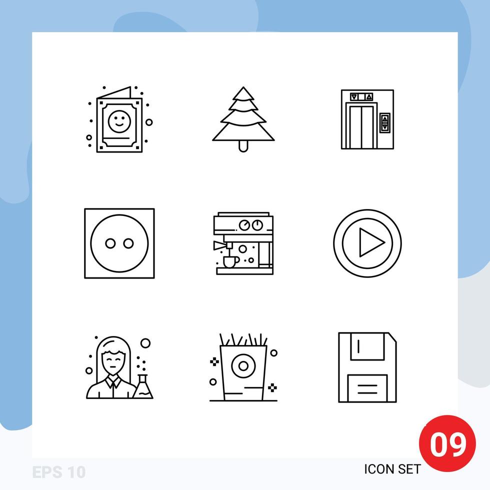 Set of 9 Vector Outlines on Grid for maker coffee lift tumble dry clothing Editable Vector Design Elements