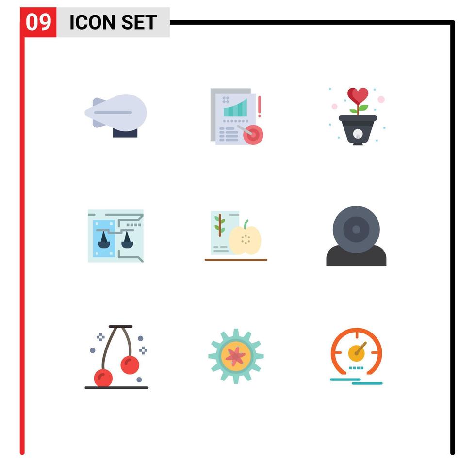 Set of 9 Modern UI Icons Symbols Signs for diet law growth digital copyright Editable Vector Design Elements