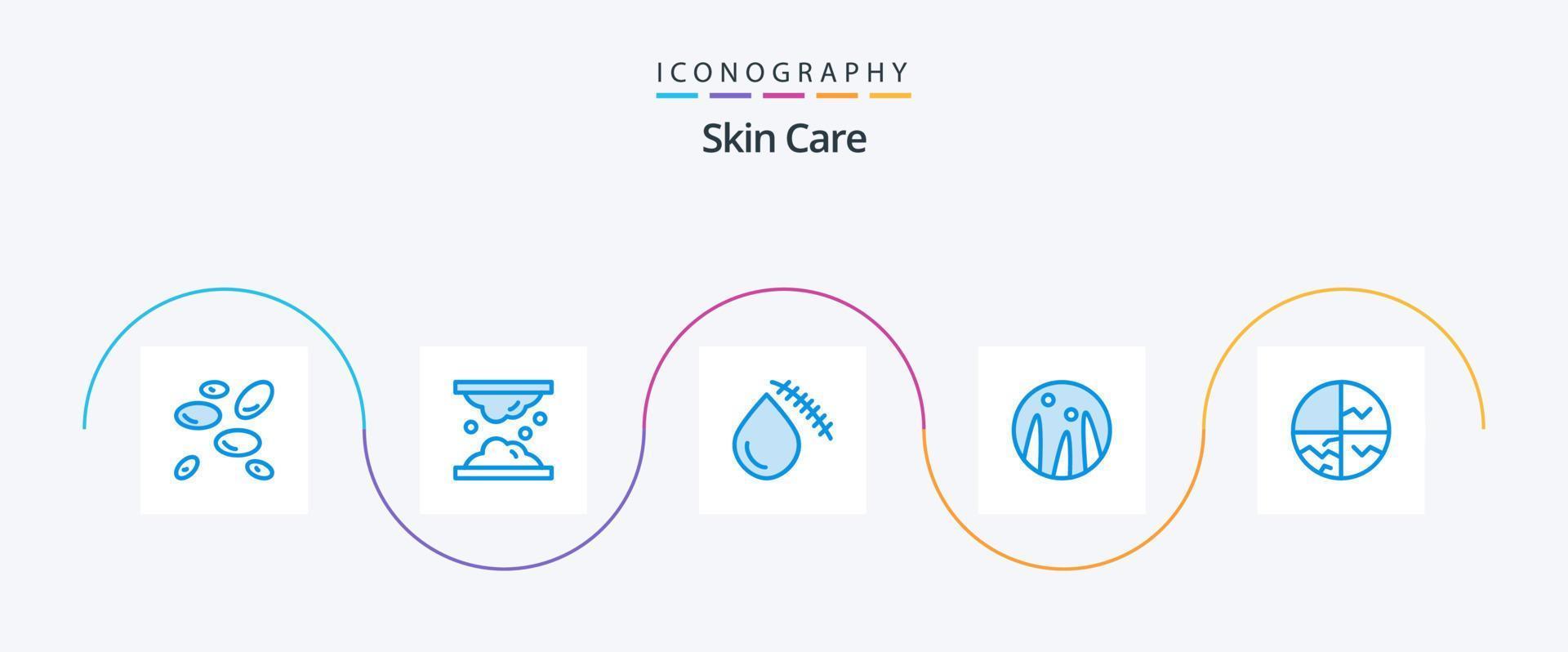 Skin Blue 5 Icon Pack Including hair treatment. hair conditioning. skin care. wound. cut vector