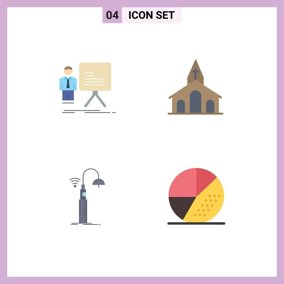 4 User Interface Flat Icon Pack of modern Signs and Symbols of presentation easter graph celebration street Editable Vector Design Elements