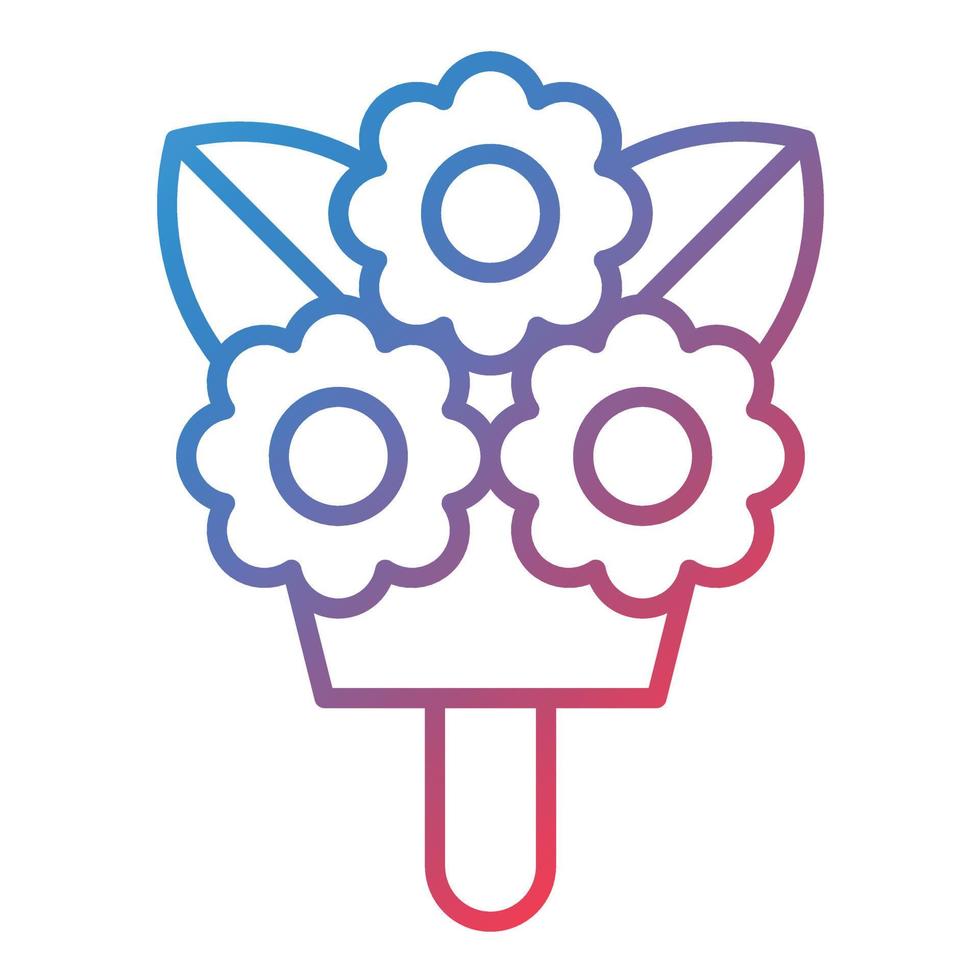 icono de degradado de línea de ramo de flores vector