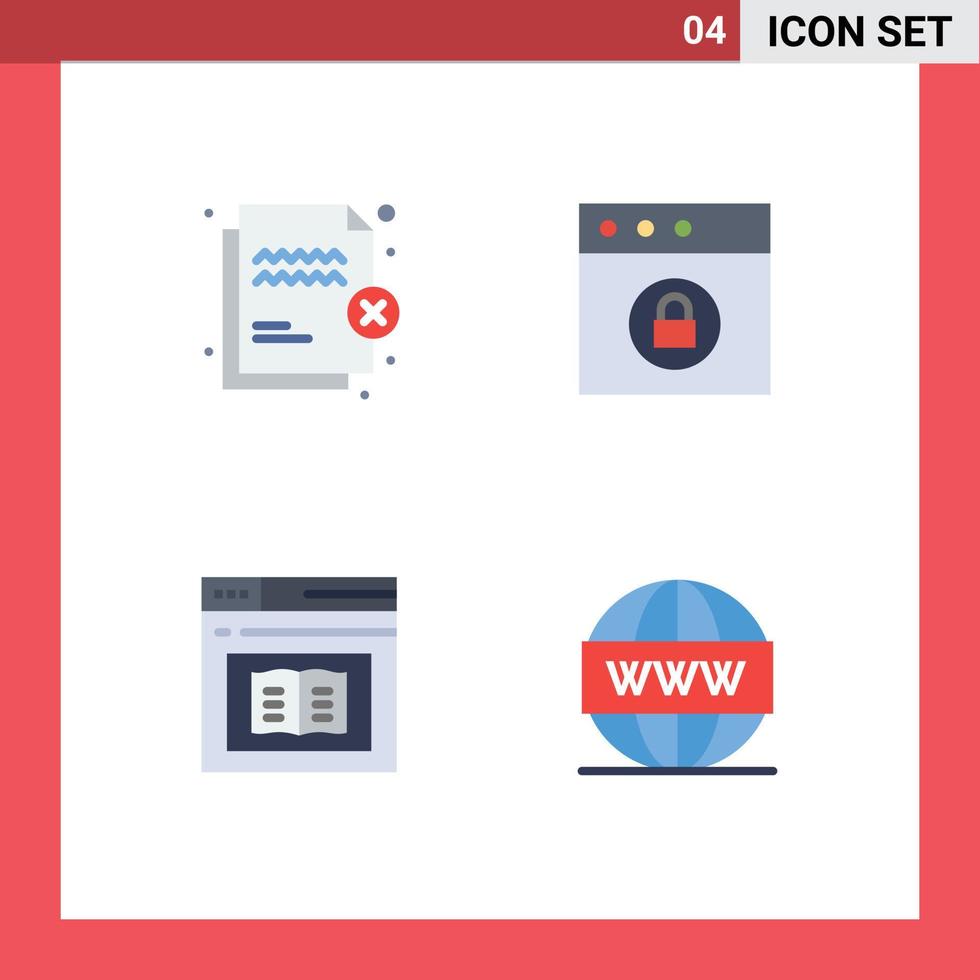 4 Thematic Vector Flat Icons and Editable Symbols of deny diploma security lock learning Editable Vector Design Elements