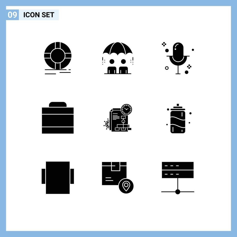 Modern Set of 9 Solid Glyphs and symbols such as file million risk dollars record Editable Vector Design Elements