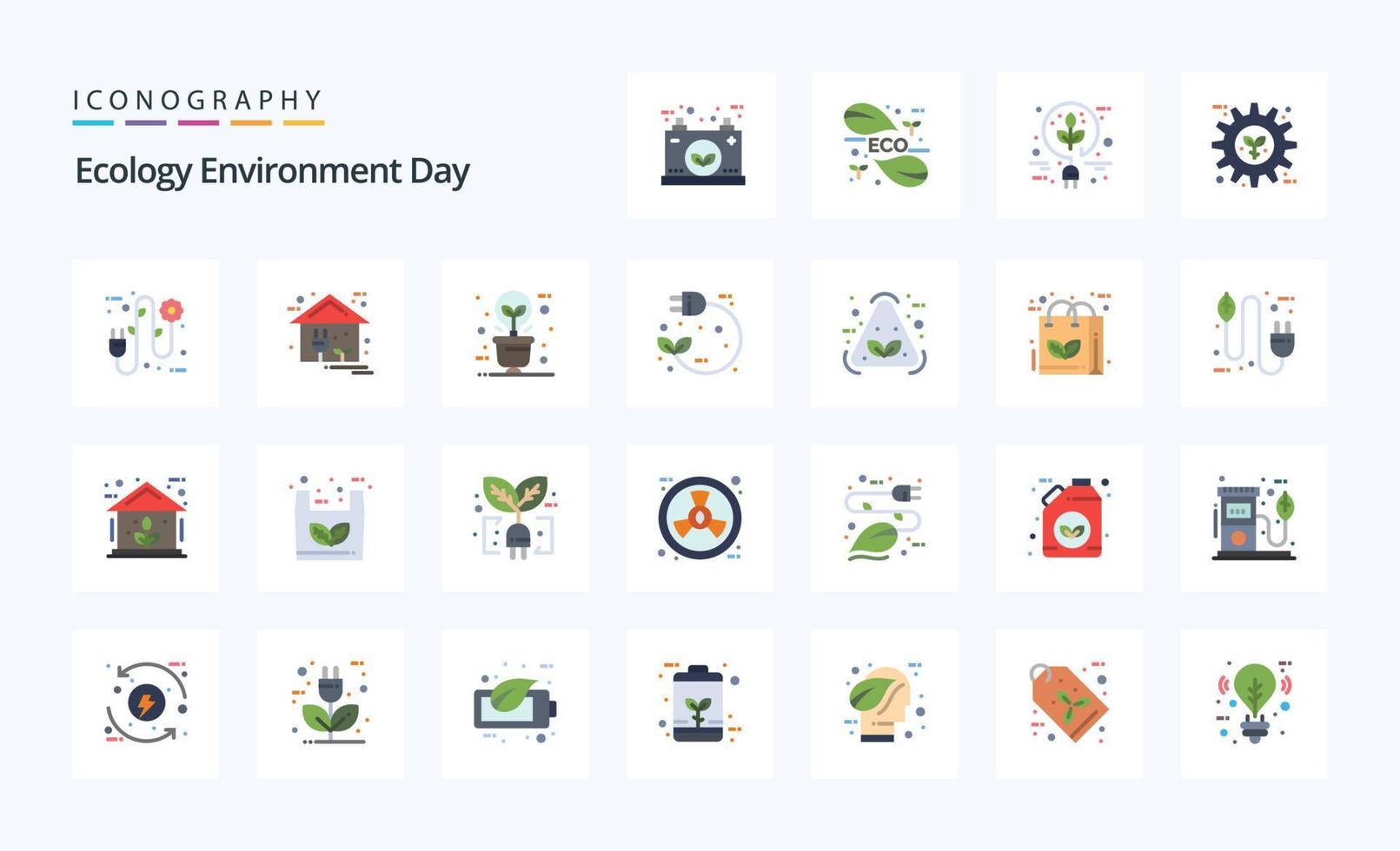 25 Ecology Flat color icon pack vector