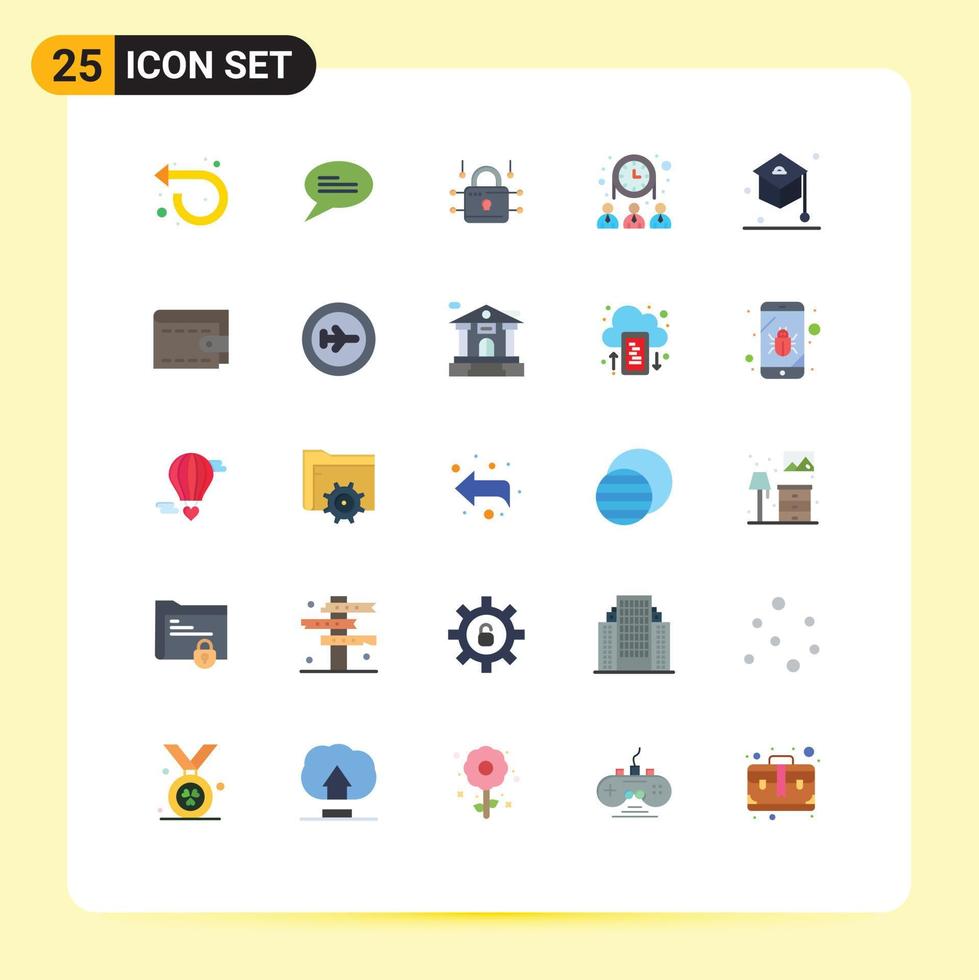 Set of 25 Modern UI Icons Symbols Signs for school education loucked network people Editable Vector Design Elements