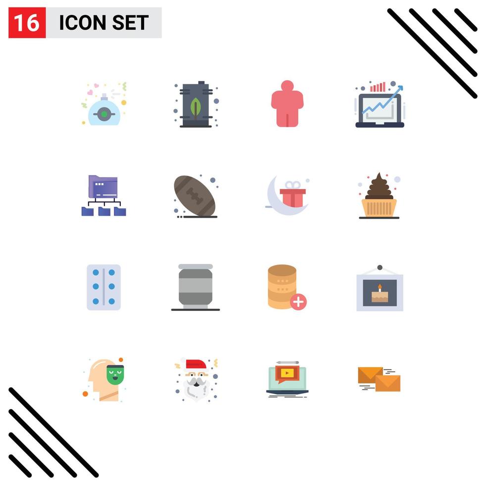 16 Creative Icons Modern Signs and Symbols of folder market tank grow business Editable Pack of Creative Vector Design Elements
