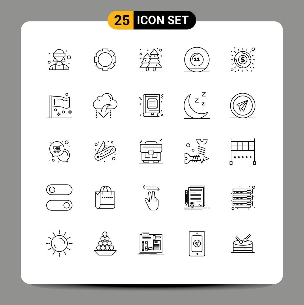 25 Thematic Vector Lines and Editable Symbols of economy sports city pool equipment Editable Vector Design Elements