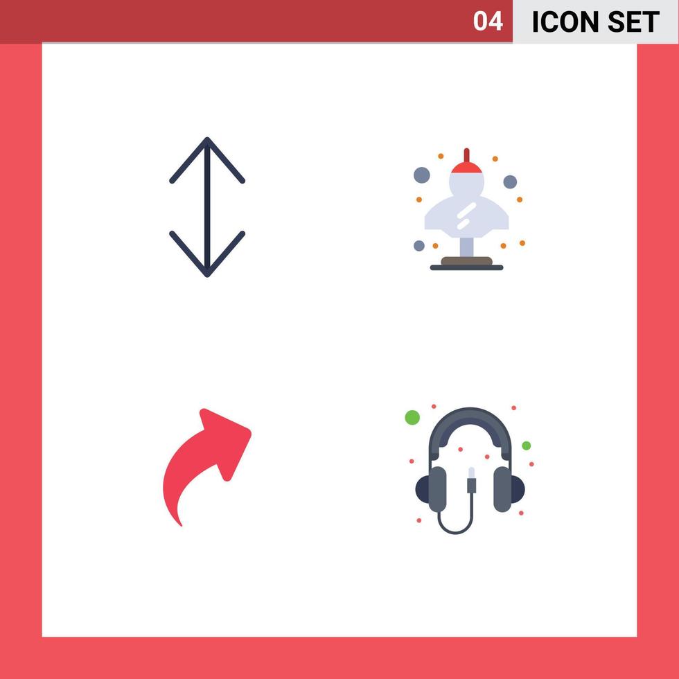 Set of 4 Commercial Flat Icons pack for arrow up ancient classic right Editable Vector Design Elements