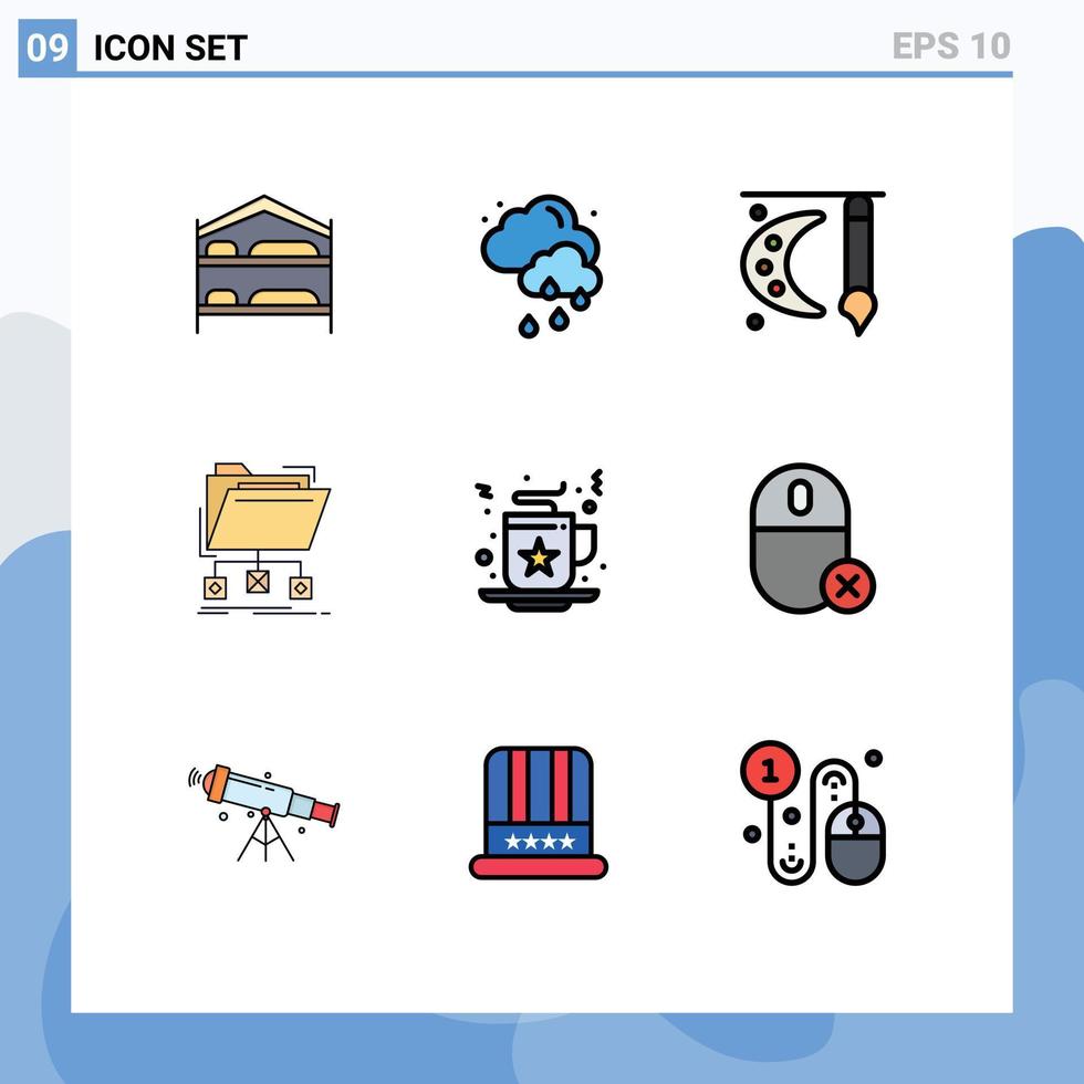 9 Creative Icons Modern Signs and Symbols of celebration folder paint pallet files backup Editable Vector Design Elements