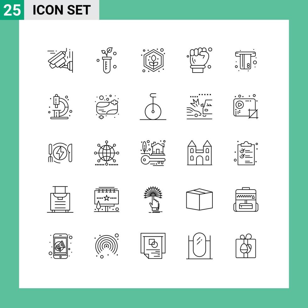 grupo de símbolos de iconos universales de 25 líneas modernas de dinero atm crecer llave arquitecto elementos de diseño vectorial editables vector