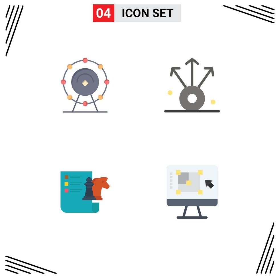 User Interface Pack of 4 Basic Flat Icons of browser strategy hotel share computer Editable Vector Design Elements