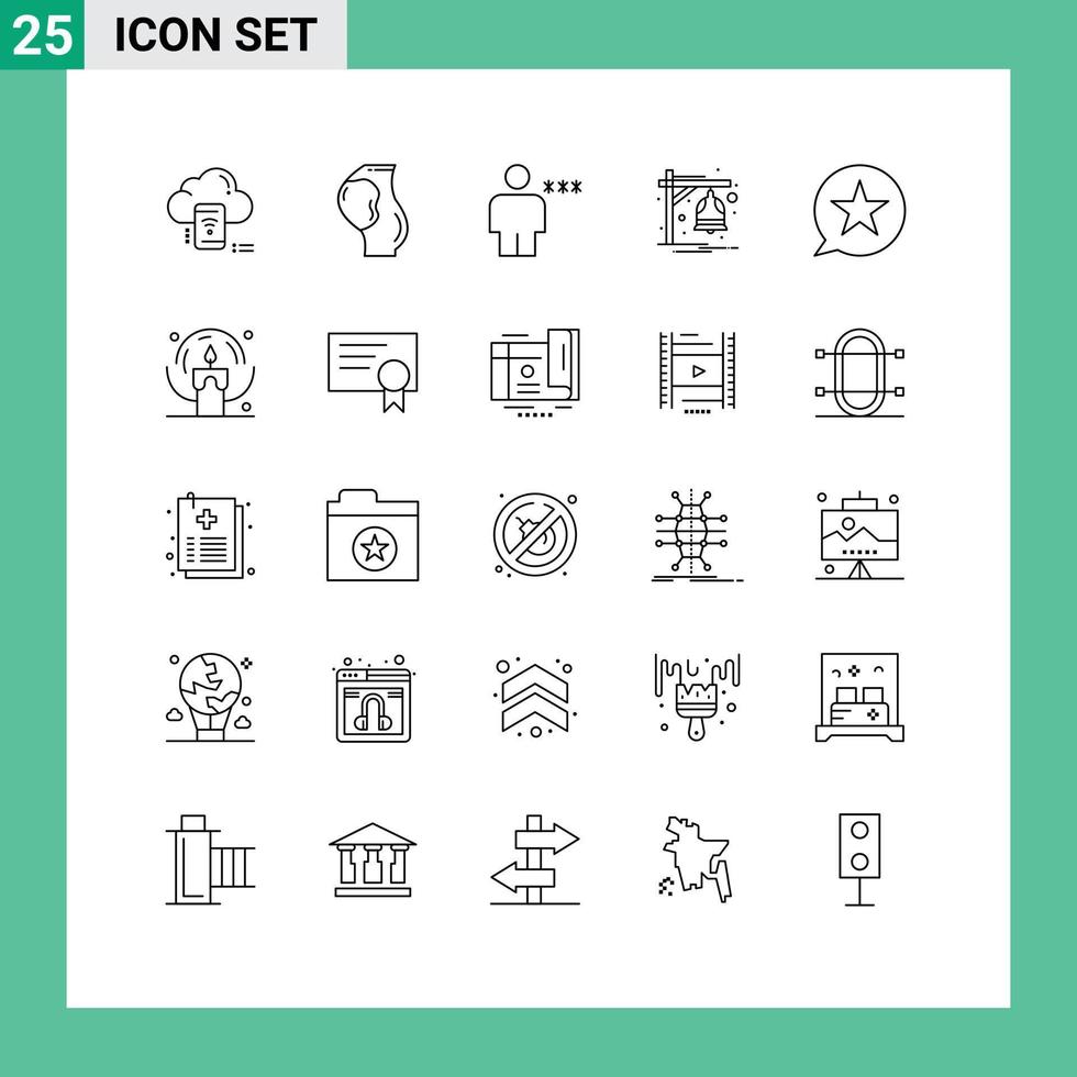Modern Set of 25 Lines and symbols such as notification alarm obstetrics locked body Editable Vector Design Elements
