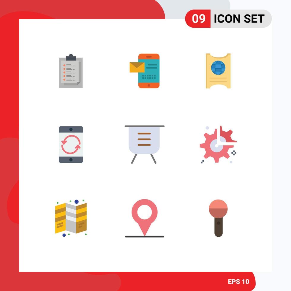 Set of 9 Modern UI Icons Symbols Signs for mobile device receiving sms cellphone hotel Editable Vector Design Elements