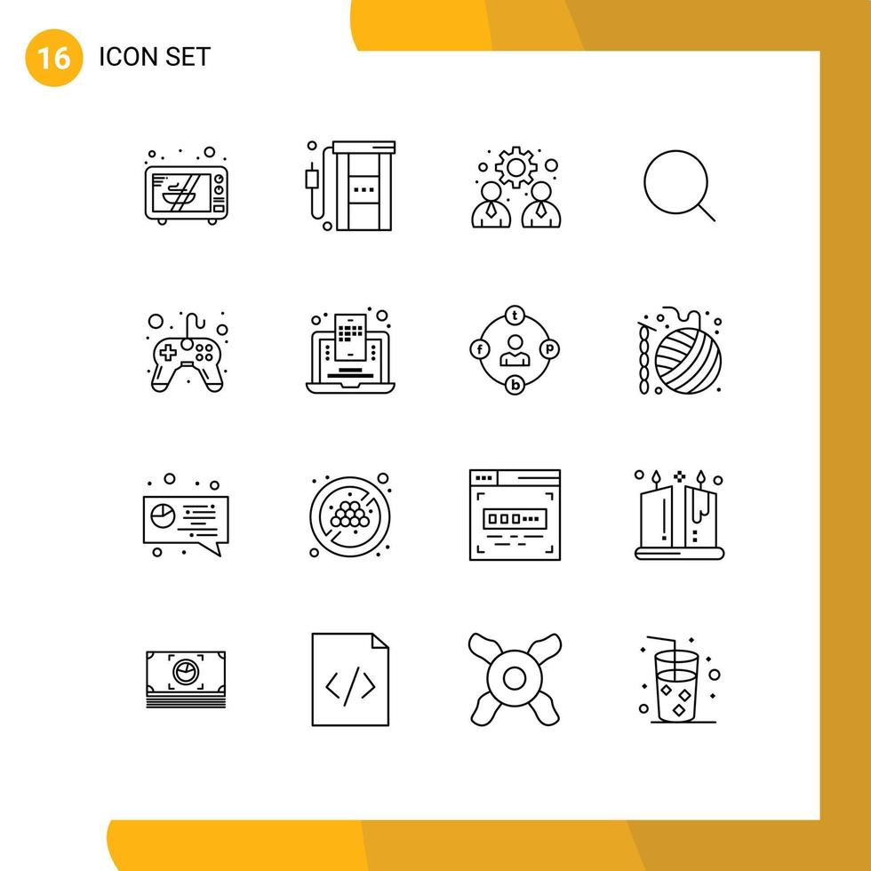 Group of 16 Modern Outlines Set for controller max business tool search Editable Vector Design Elements