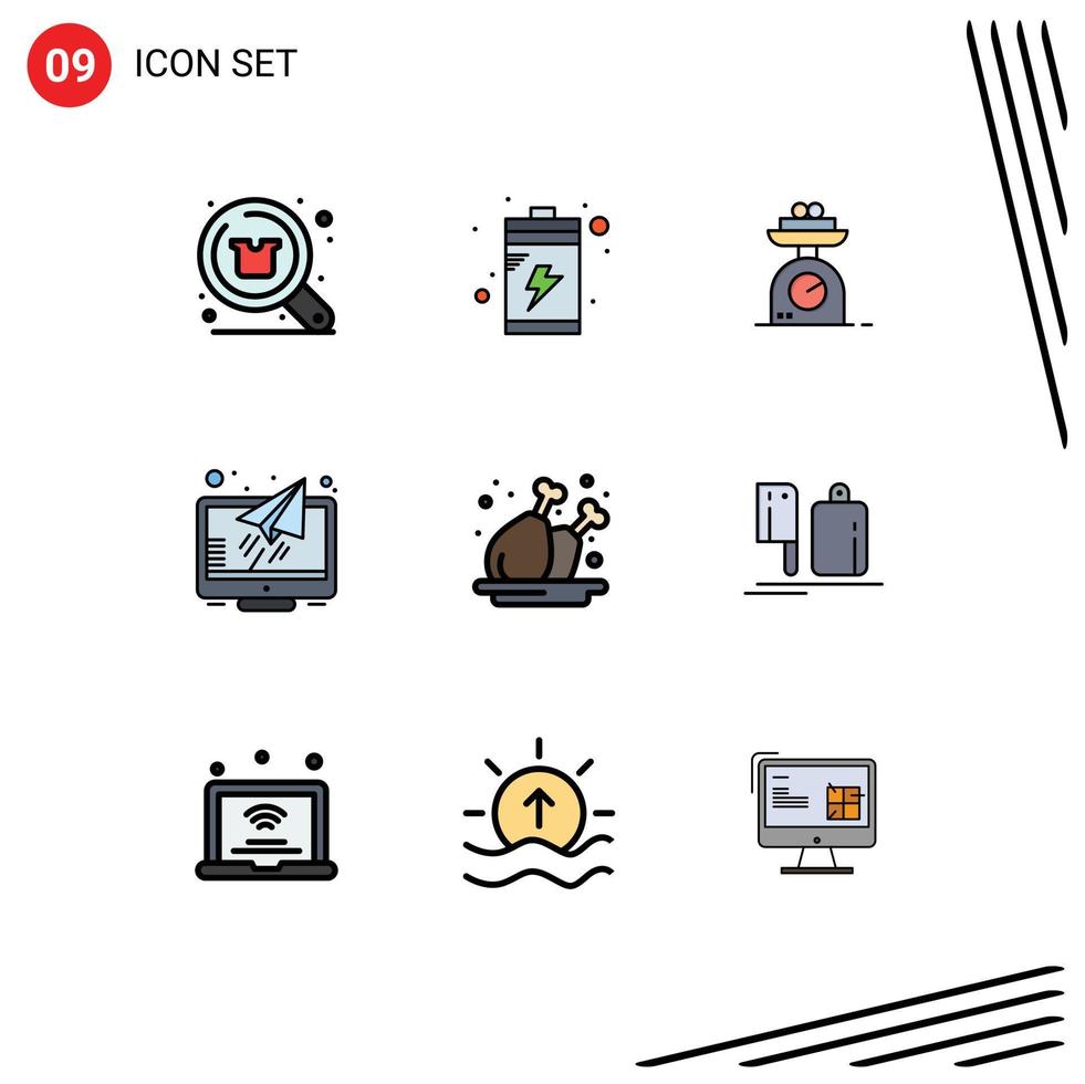 Universal Icon Symbols Group of 9 Modern Filledline Flat Colors of leg screen machine reader message Editable Vector Design Elements