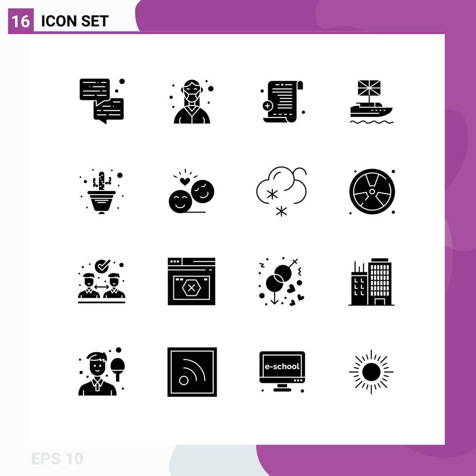 Mobile Interface Solid Glyph Set of 16 Pictograms of flower uk nurse kingdom british Editable Vector Design Elements