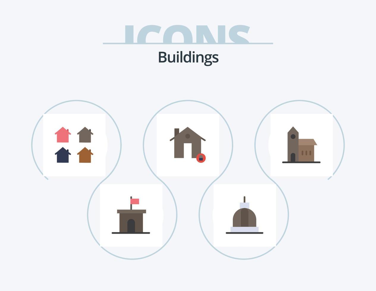 edificios flat icon pack 5 diseño de iconos. casa. edificios Capitolio. verdadero. casas vector