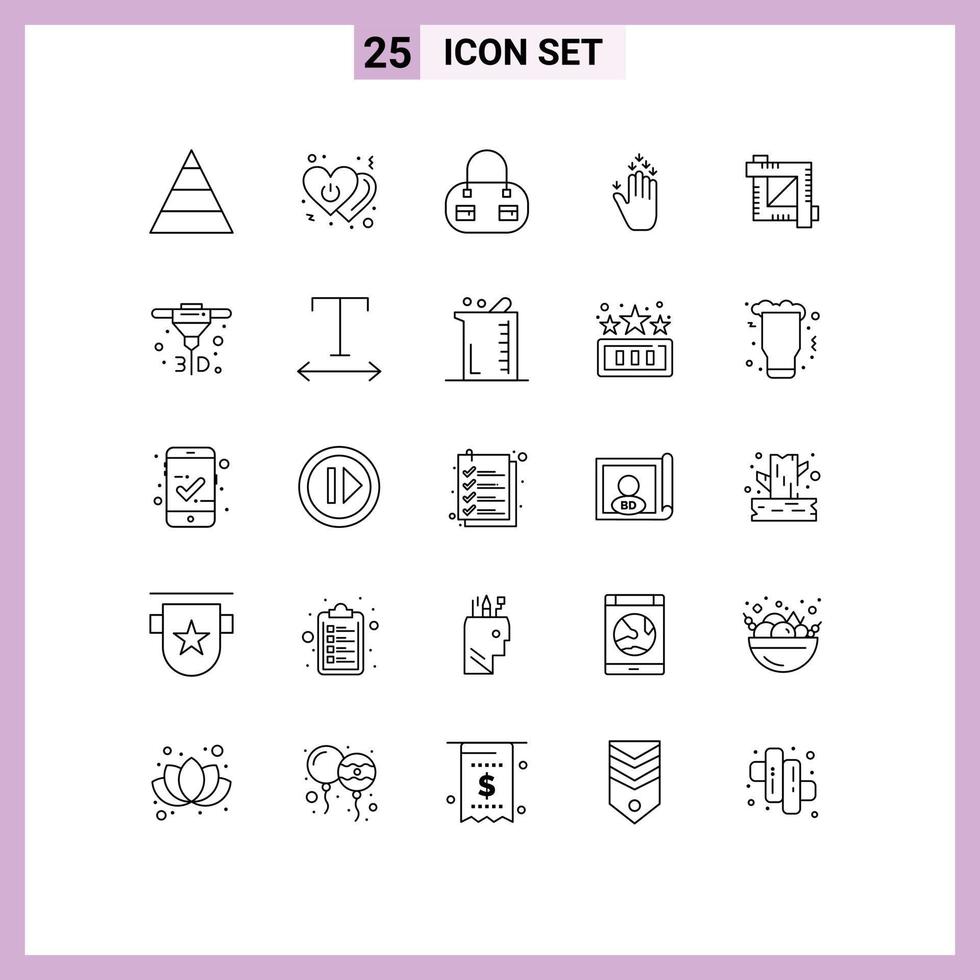 conjunto de 25 iconos de interfaz de usuario modernos signos de símbolos para editor gráfico bolsa de herramientas de recorte flecha de recorte elementos de diseño vectorial editables vector