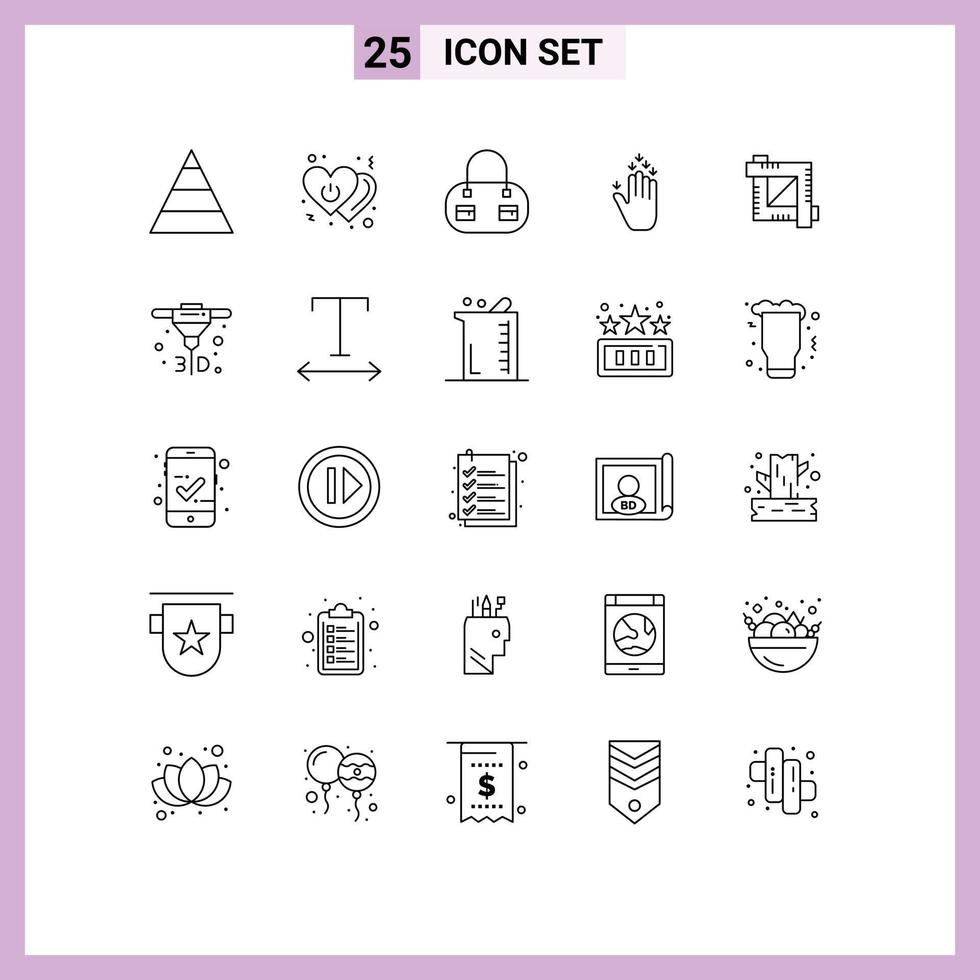 Set of 25 Modern UI Icons Symbols Signs for graphic editor crop tool bag crop arrow Editable Vector Design Elements