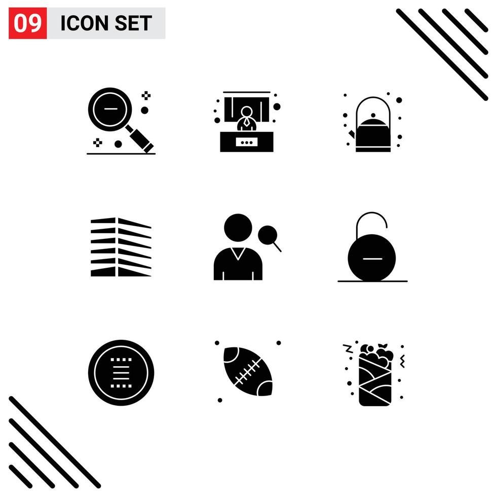 Set of 9 Modern UI Icons Symbols Signs for search estate breakfast real house Editable Vector Design Elements