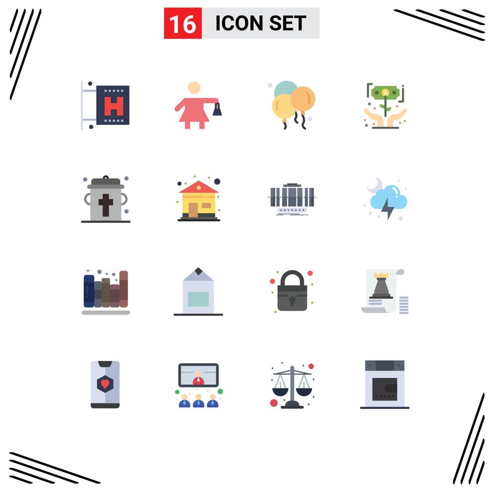 16 Universal Flat Colors Set for Web and Mobile Applications eye blood father money investment Editable Pack of Creative Vector Design Elements