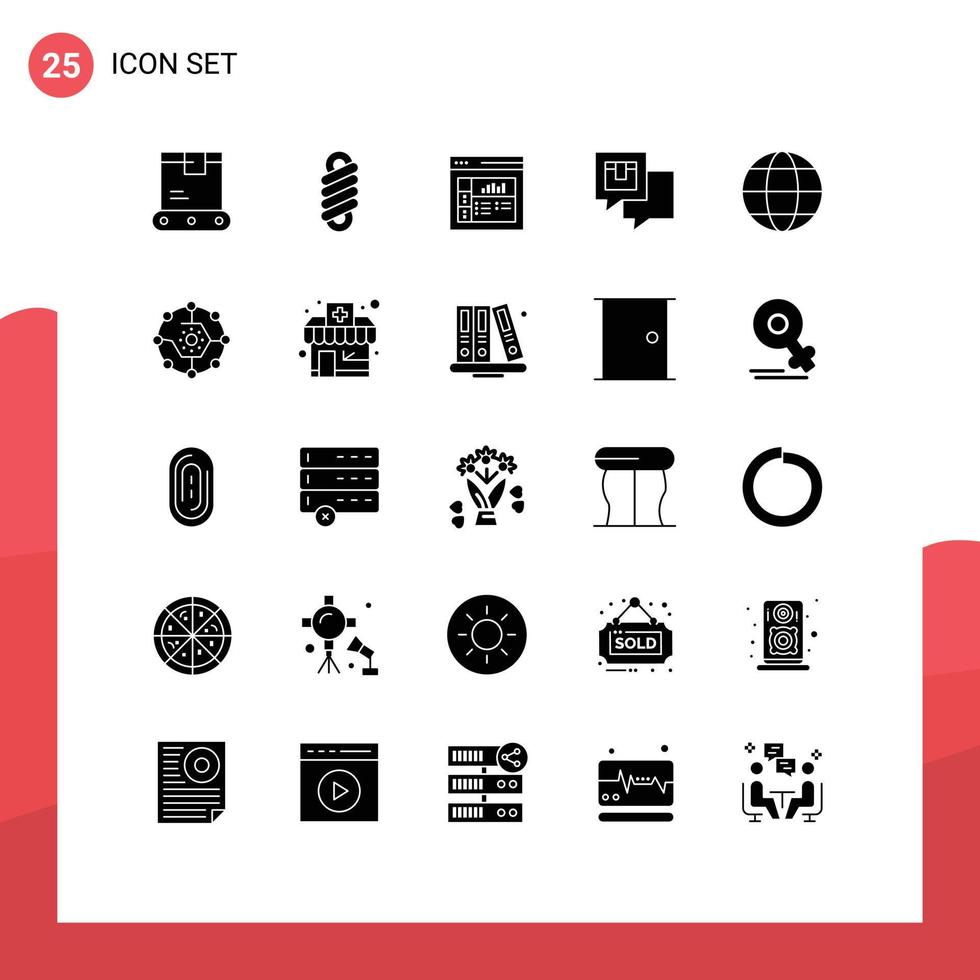 25 iconos creativos signos y símbolos modernos de gráficos de la tierra del globo que envían comentarios elementos de diseño vectorial editables vector