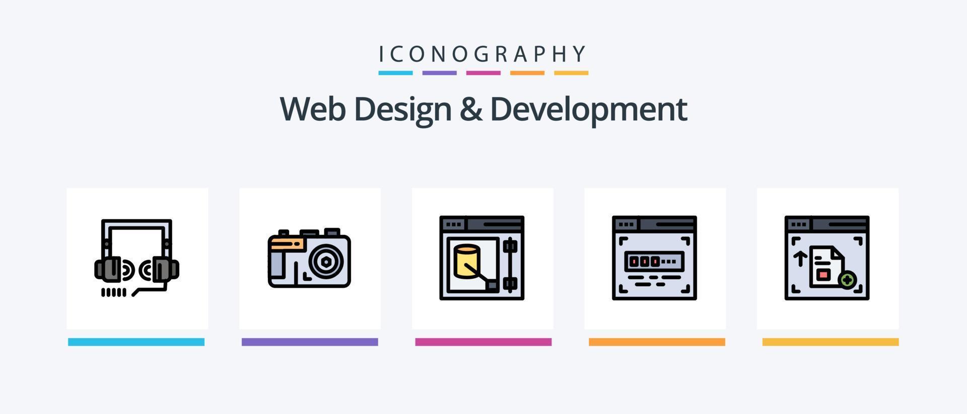 Web Design And Development Line Filled 5 Icon Pack Including interface . graphic. graphic design .. Creative Icons Design vector