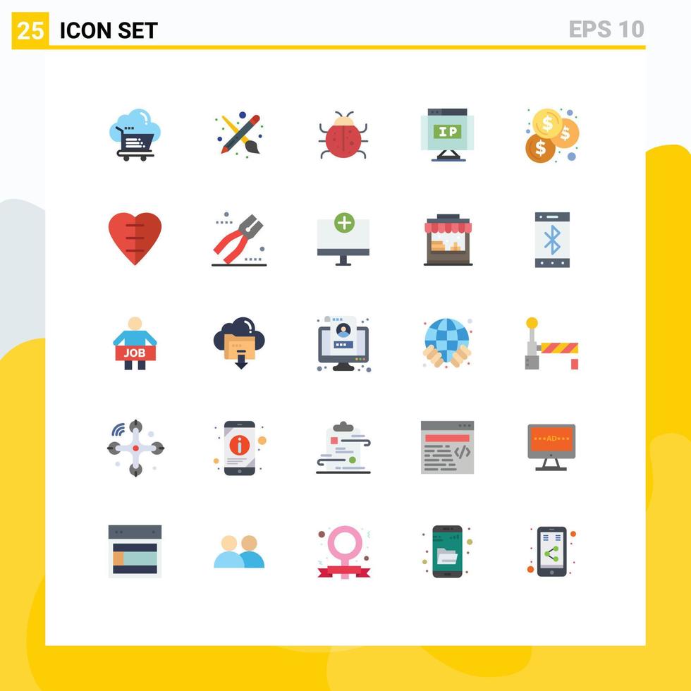 Pictogram Set of 25 Simple Flat Colors of pointer ip pencil internet nature Editable Vector Design Elements