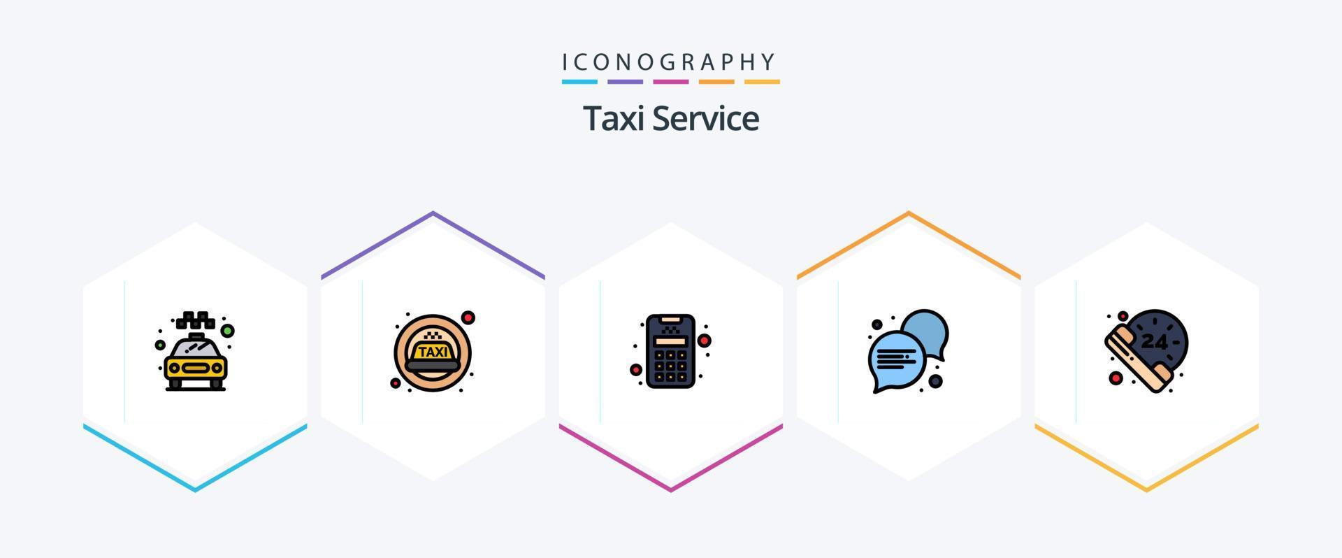 servicio de taxi paquete de iconos de 25 líneas completas que incluye . servicio crédito. llamada. diálogo vector