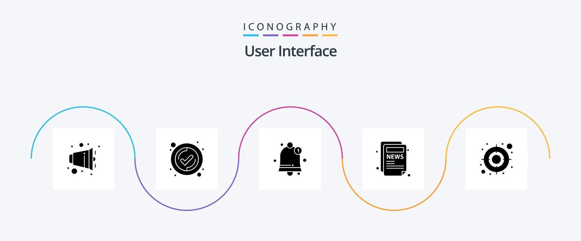User Interface Glyph 5 Icon Pack Including . user. notification. target. news vector