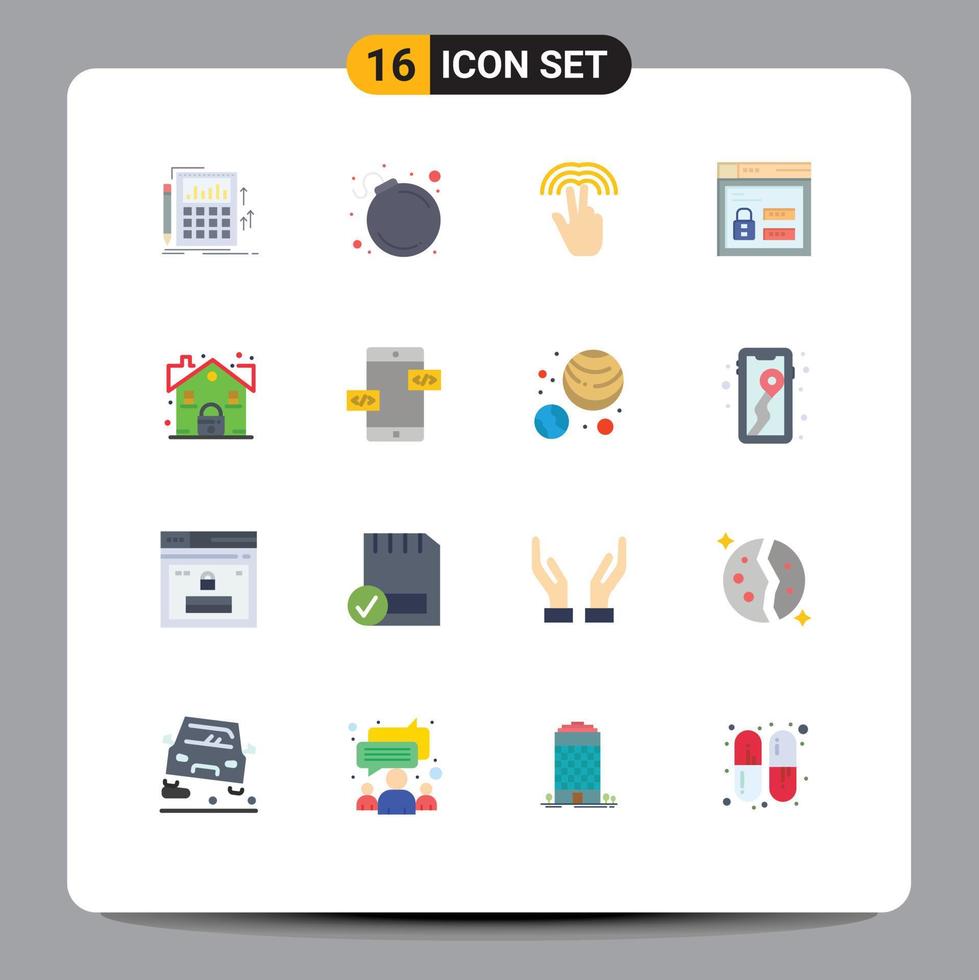Universal Icon Symbols Group of 16 Modern Flat Colors of lock code double louck browser Editable Pack of Creative Vector Design Elements
