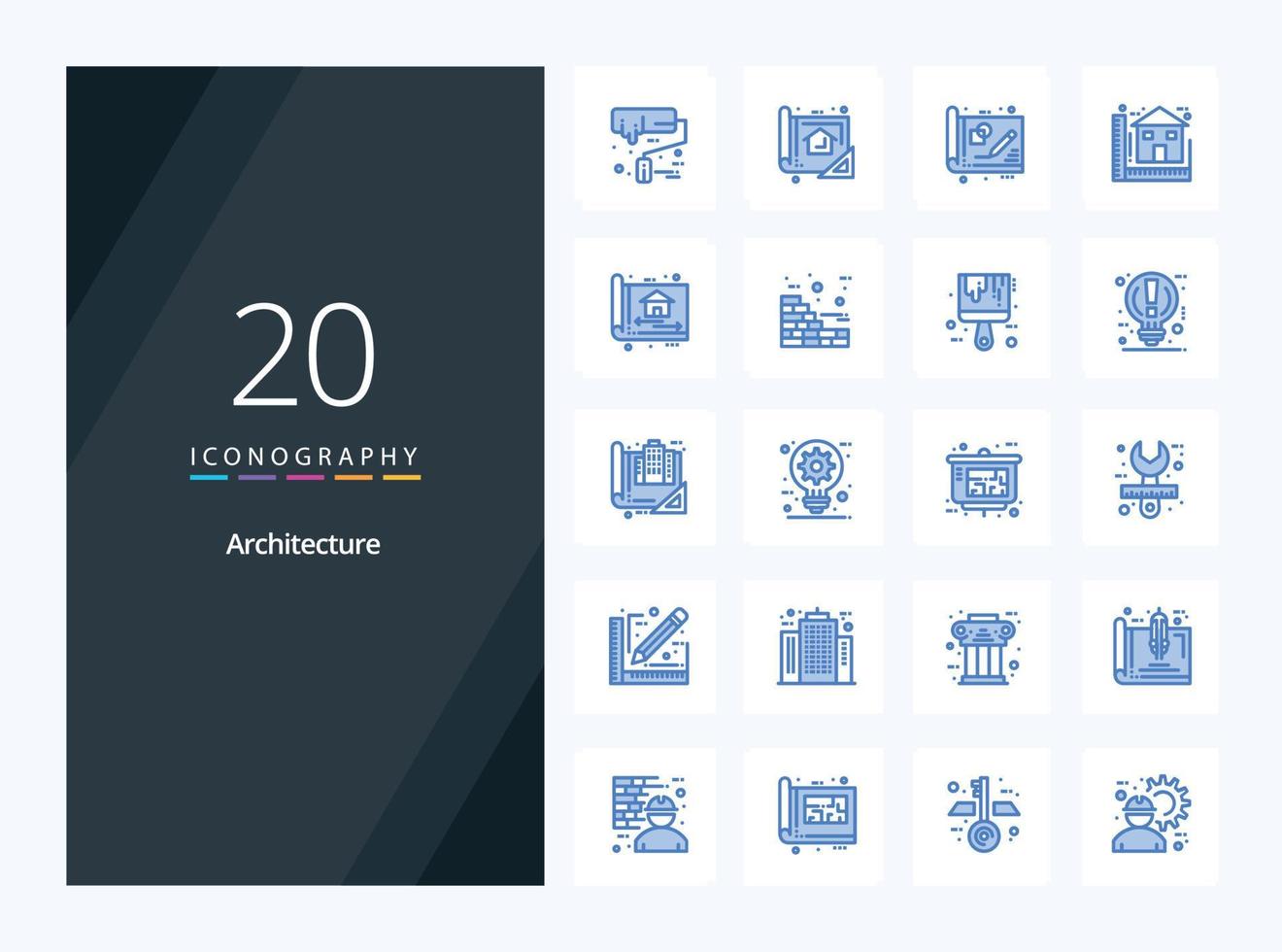 20 Architecture Blue Color icon for presentation vector