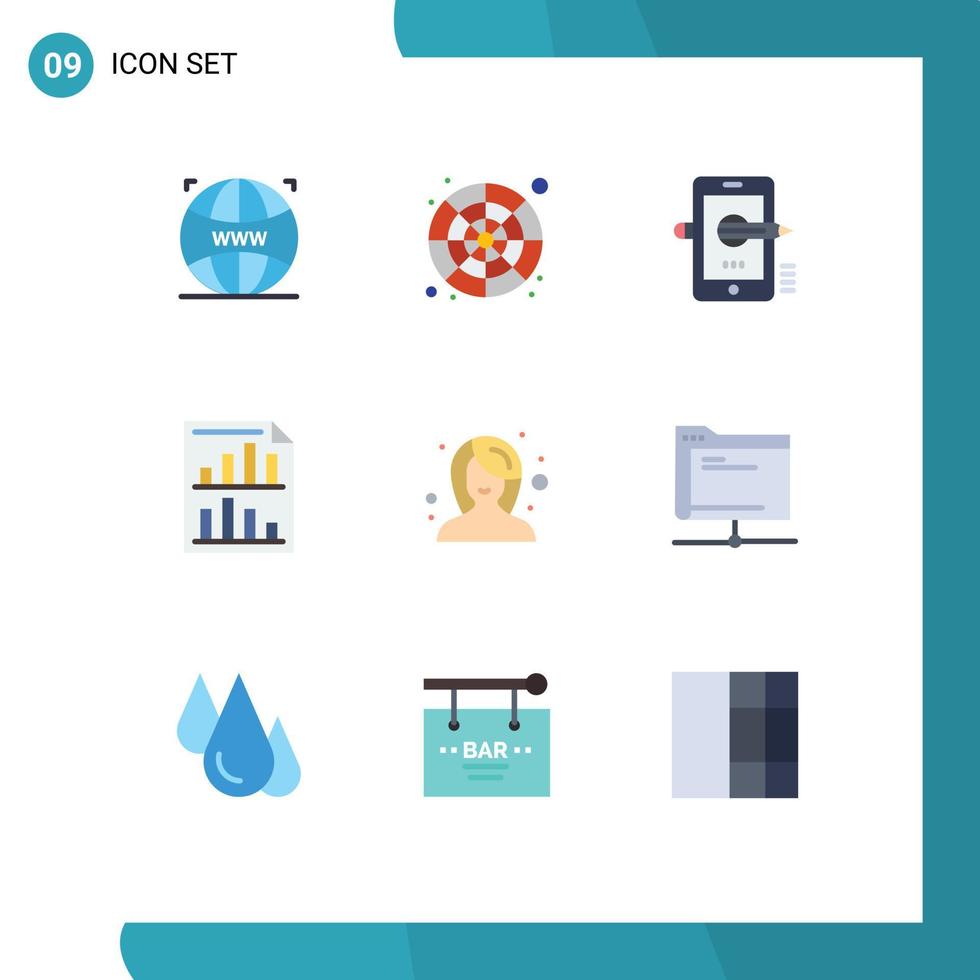 9 Universal Flat Colors Set for Web and Mobile Applications paper data sample bars drawing Editable Vector Design Elements