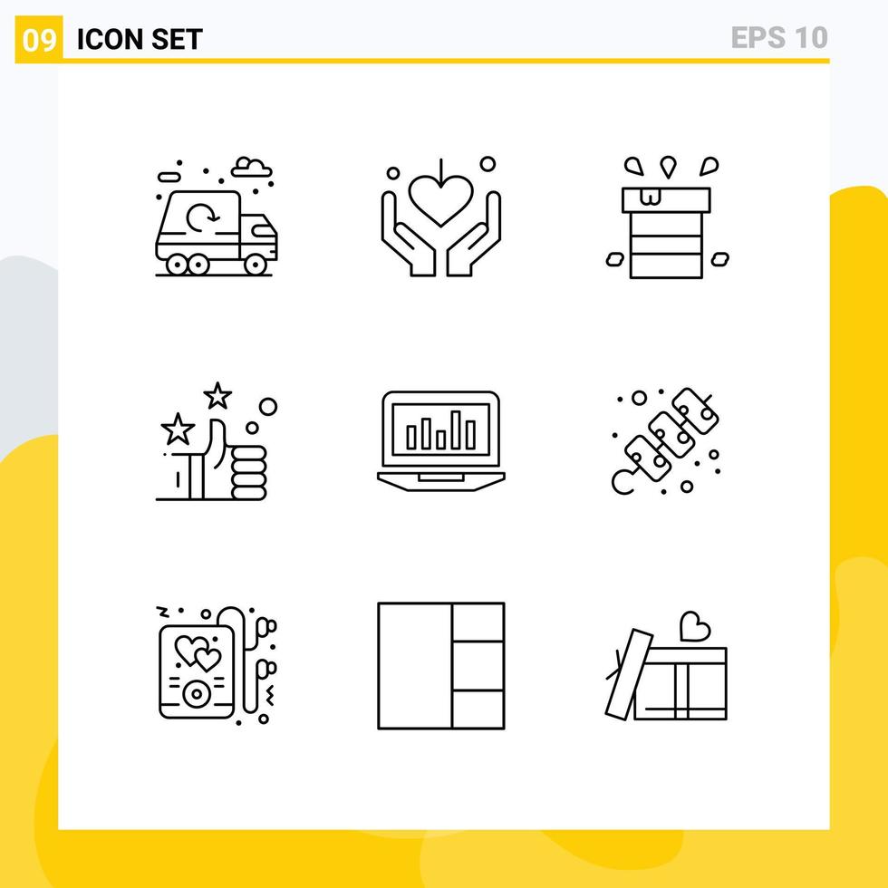 9 Creative Icons Modern Signs and Symbols of graph like bag hand water Editable Vector Design Elements