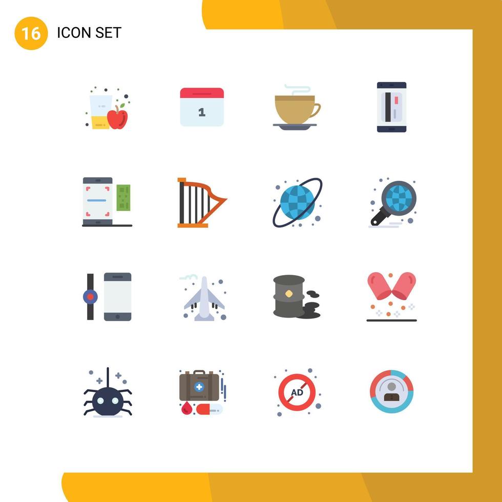 16 iconos creativos signos y símbolos modernos de limpieza de tarjetas de día digitales sin efectivo paquete editable de elementos de diseño de vectores creativos