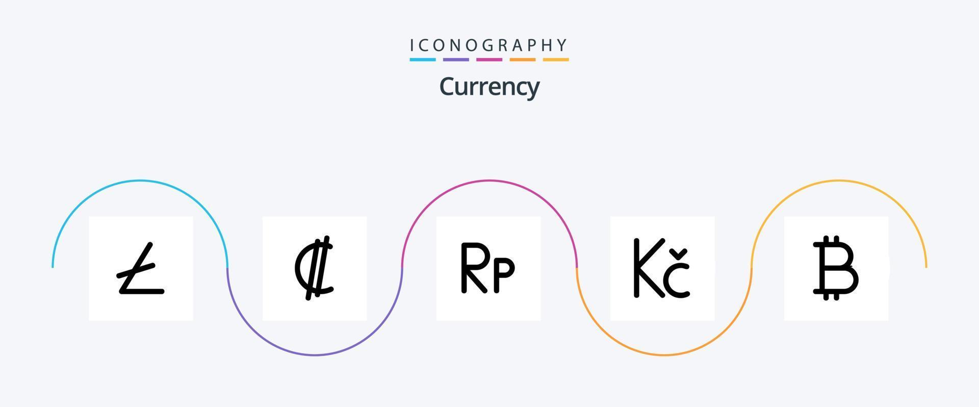 Currency Line 5 Icon Pack Including . coin . rican. koruna . rupiah vector