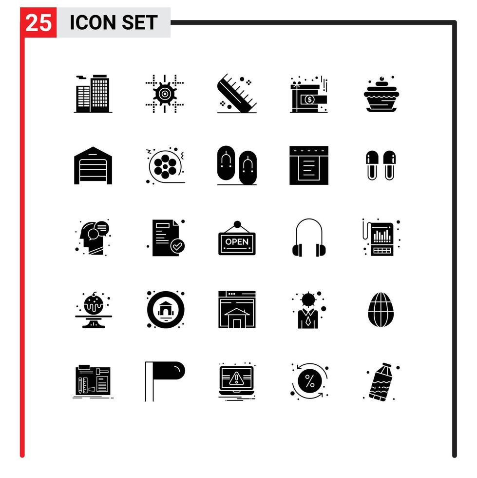 Universal Icon Symbols Group of 25 Modern Solid Glyphs of birthday reward comb present achievement Editable Vector Design Elements