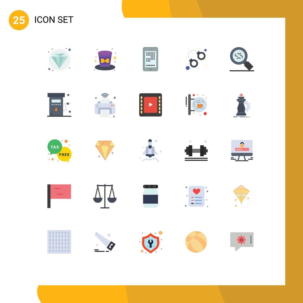 Modern Set of 25 Flat Colors and symbols such as virus bacteria education jail bandit Editable Vector Design Elements