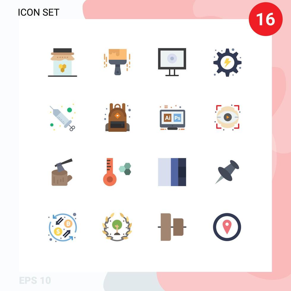 User Interface Pack of 16 Basic Flat Colors of drop hydropower paint hydro electrical Editable Pack of Creative Vector Design Elements