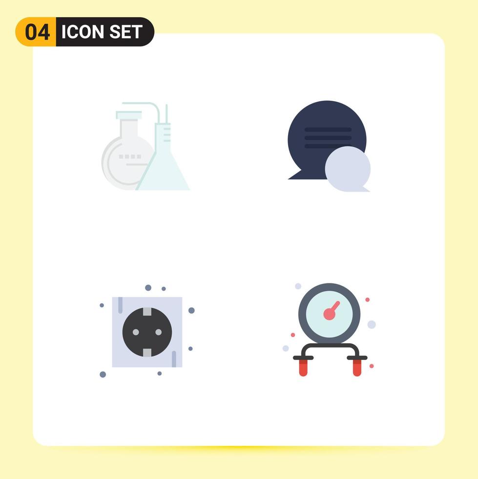 User Interface Pack of 4 Basic Flat Icons of chemicals energy energy messages power Editable Vector Design Elements