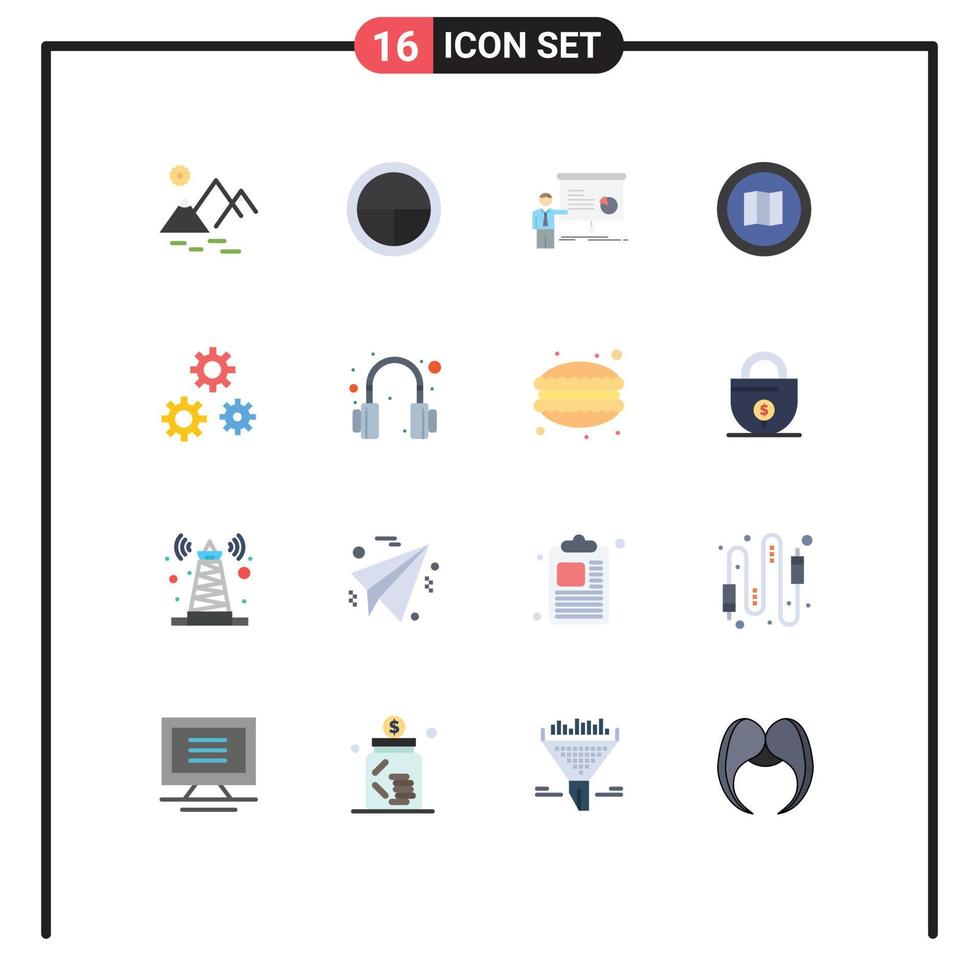 16 Universal Flat Color Signs Symbols of maps map graph google seminar Editable Pack of Creative Vector Design Elements