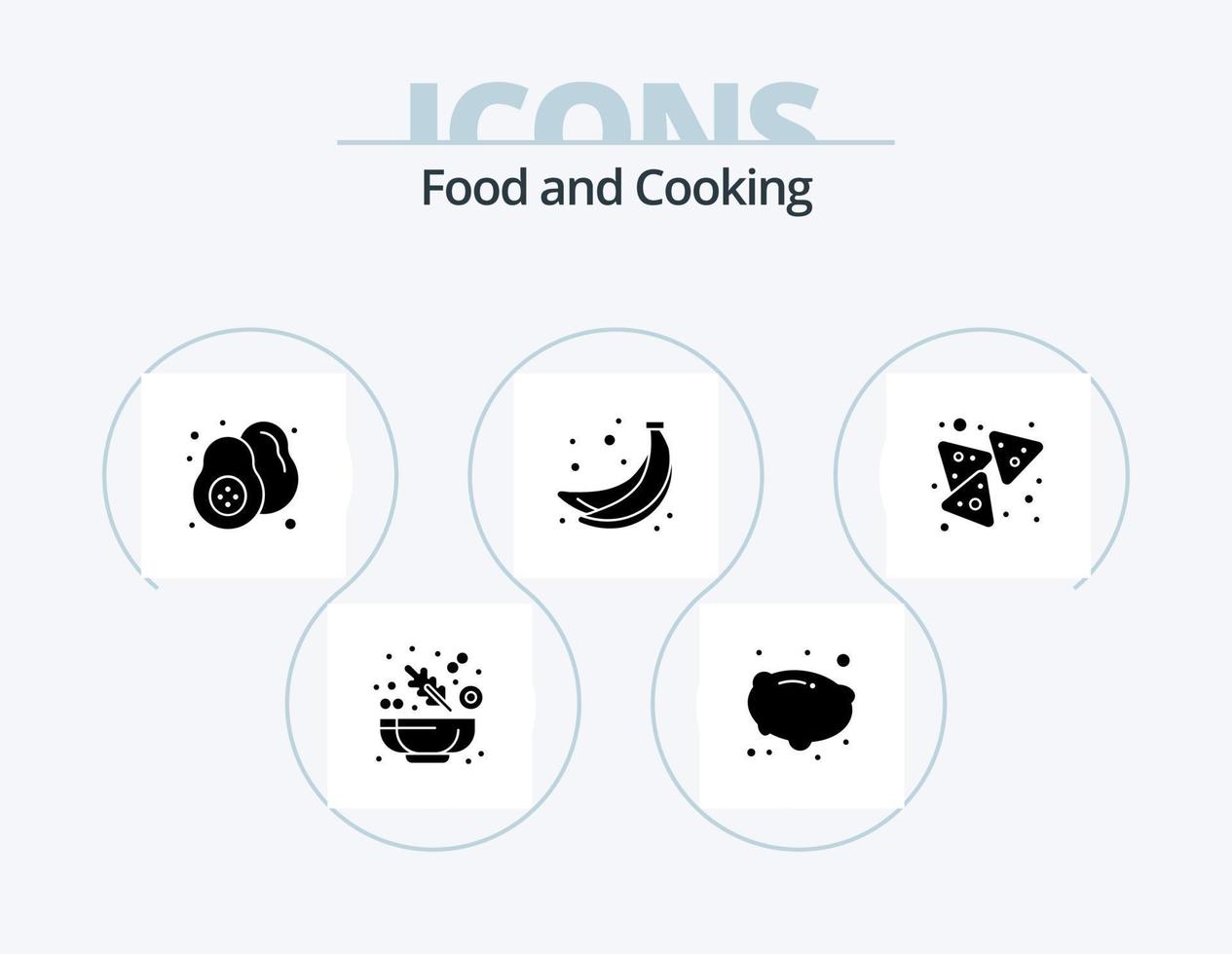 Food Glyph Icon Pack 5 Icon Design. . nachos. pear. food. fruit vector