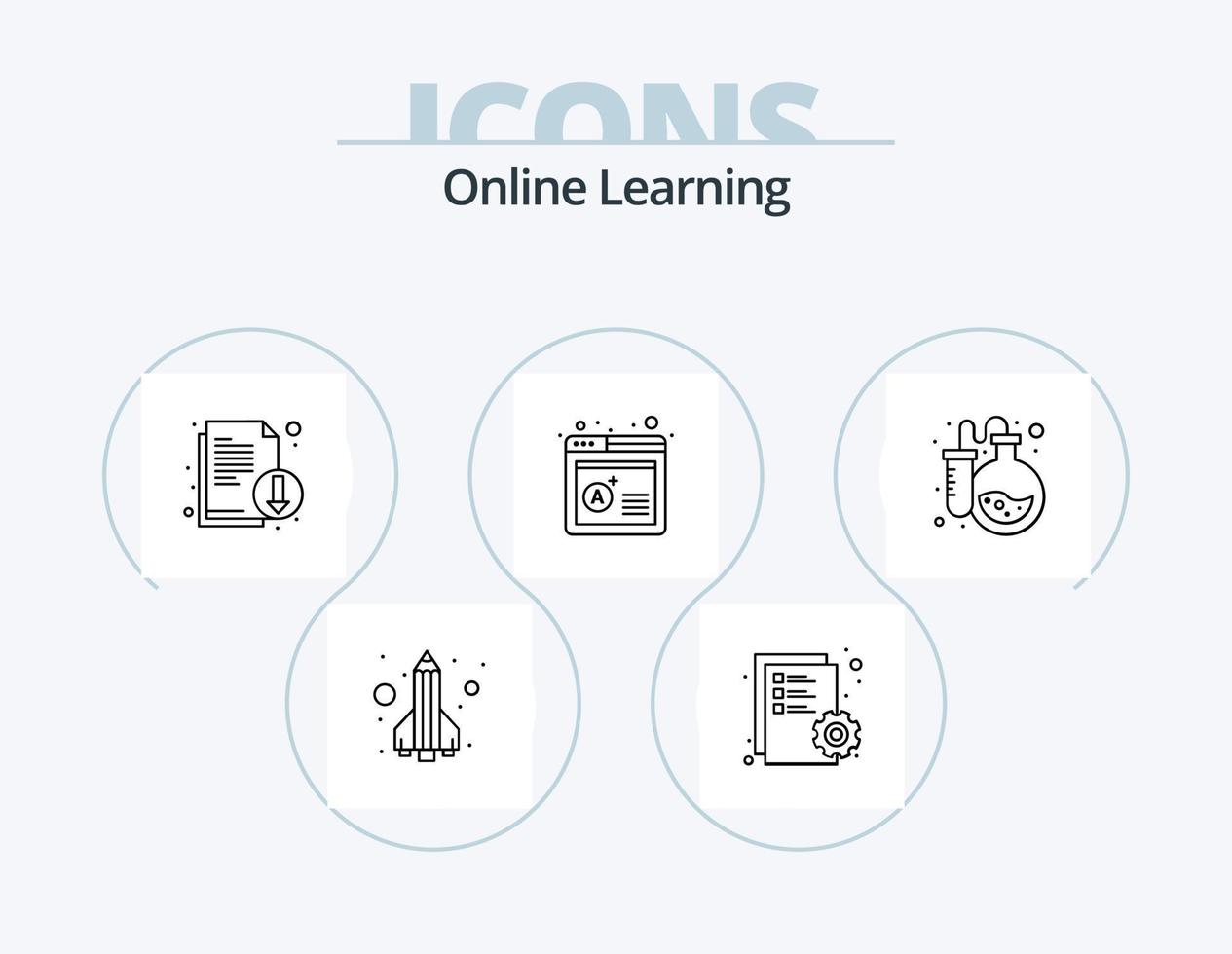 Online Learning Line Icon Pack 5 Icon Design. pass. school. learning apps. education. online test vector